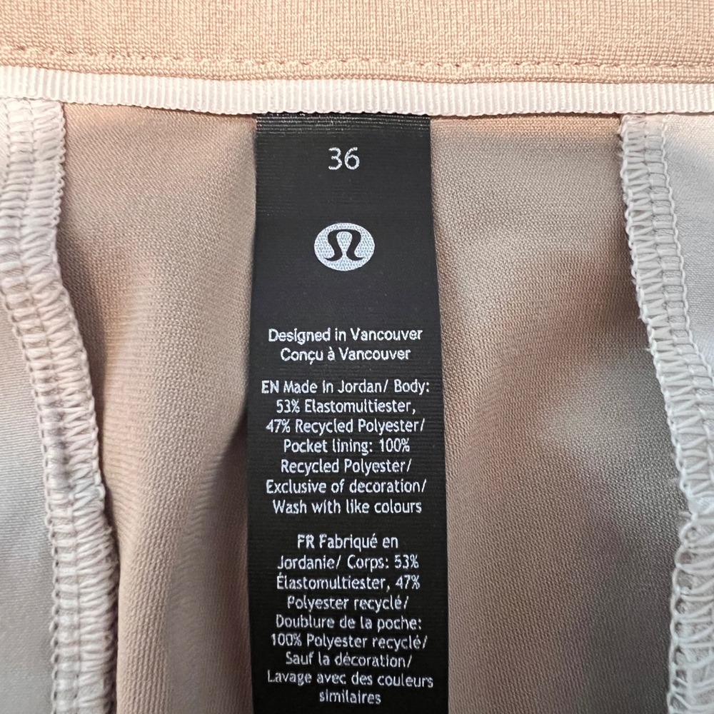 Lululemon ABC Commission Slim-Fit Pant 36 Tan Khaki Warpstreme Chino LM5AO5S - Picture 5 of 7